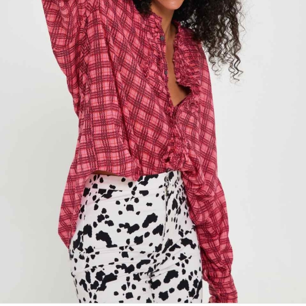 Free People Plaid Miles Tuxedo shirt